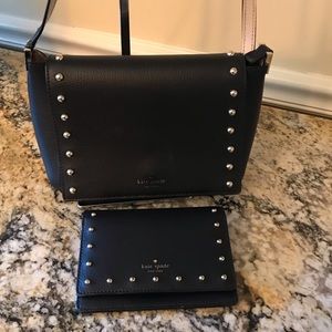 Black Kate Spade Crossbody with matching wallet